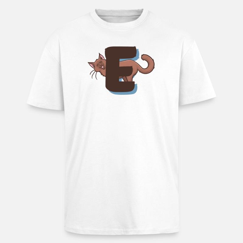 Katze Buchstabe E - Oversized Heavyweight Unisex T-Shirt - Weiß