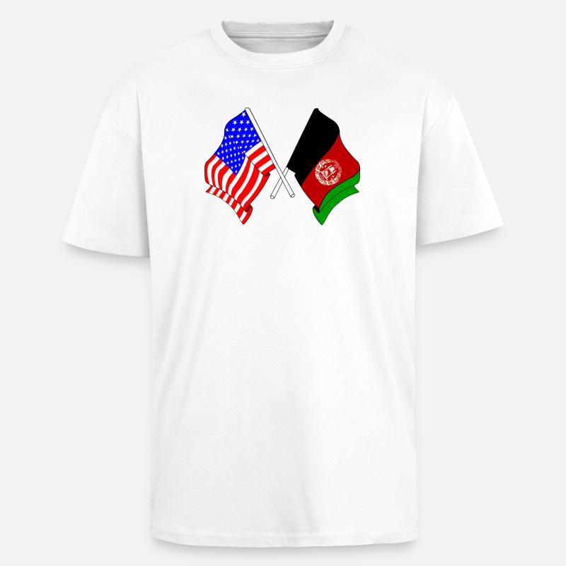 Drapeau des États-Unis Drapeau de l’Afghanistan - T-shirt unisexe oversize épais - blanc