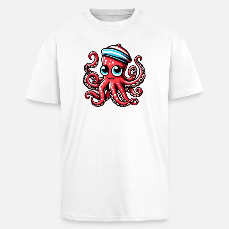 Pieuvre - T-shirt unisexe oversize épais - blanc