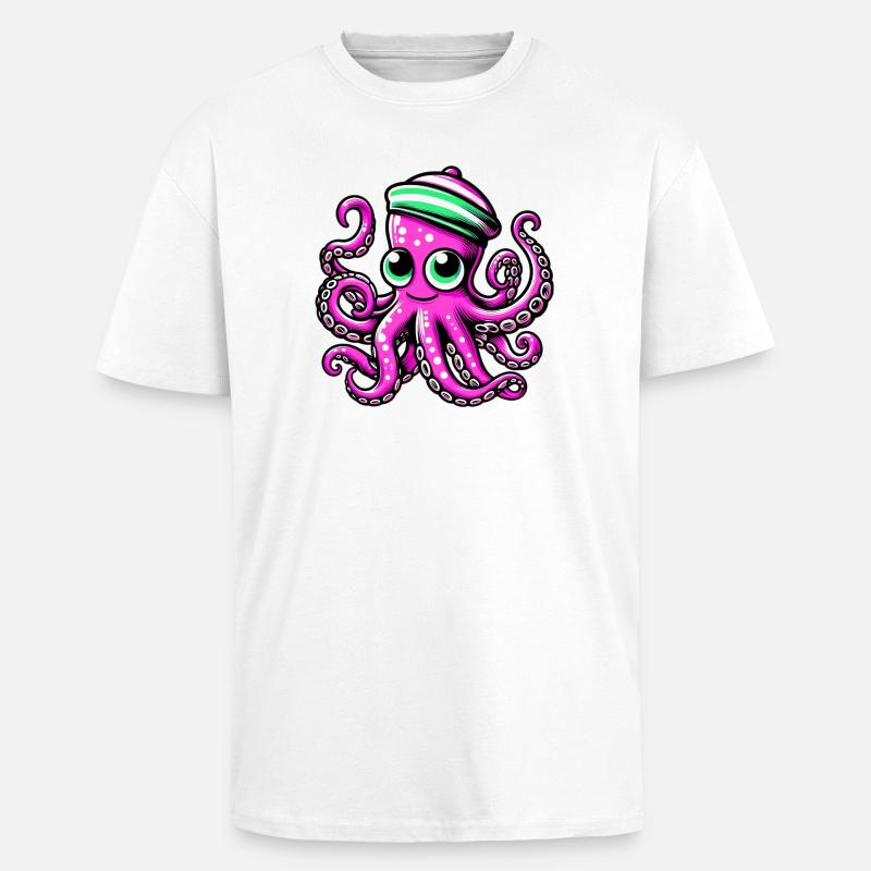 Pieuvre - T-shirt unisexe oversize épais - blanc