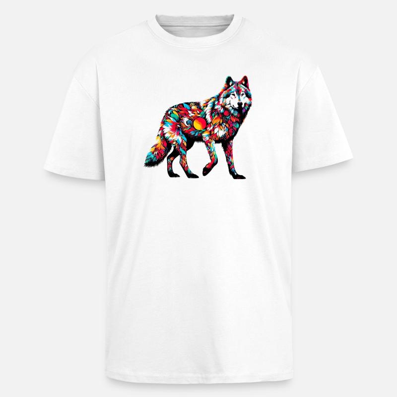 Wolf - Unisex Oversized Heavyweight T-shirt - white