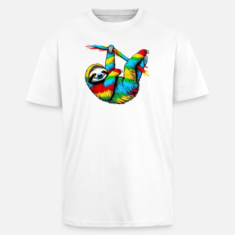 Faultier - Oversized Heavyweight Unisex T-Shirt - Weiß