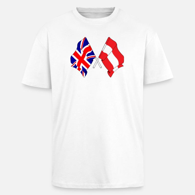 Drapeau de l’Angleterre, drapeau de l’Autriche - T-shirt unisexe oversize épais - blanc