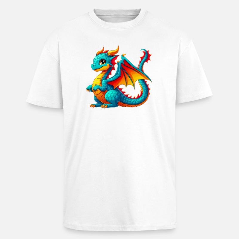 Drache - Oversized Heavyweight Unisex T-Shirt - Weiß