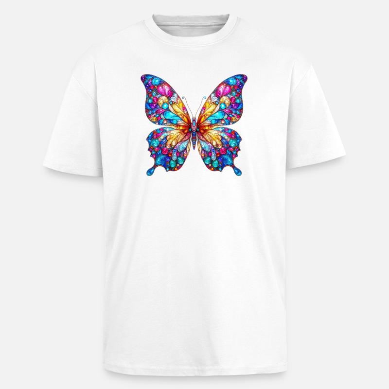 Papillon - T-shirt unisexe oversize épais - blanc