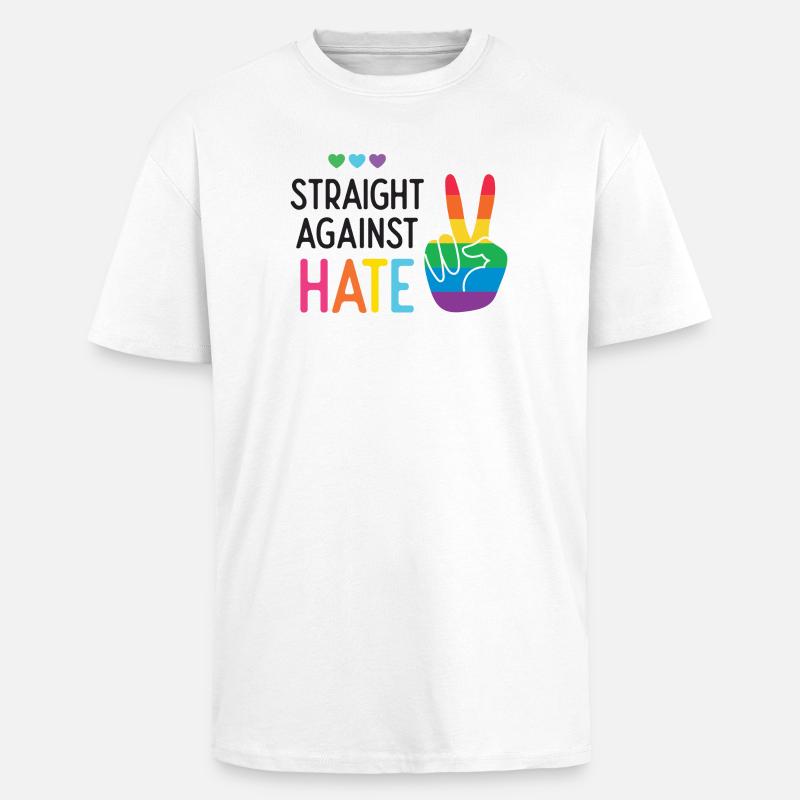 LGBT Pride Month - Straight Against Hate - Unisex Oversized Heavyweight T-shirt - white