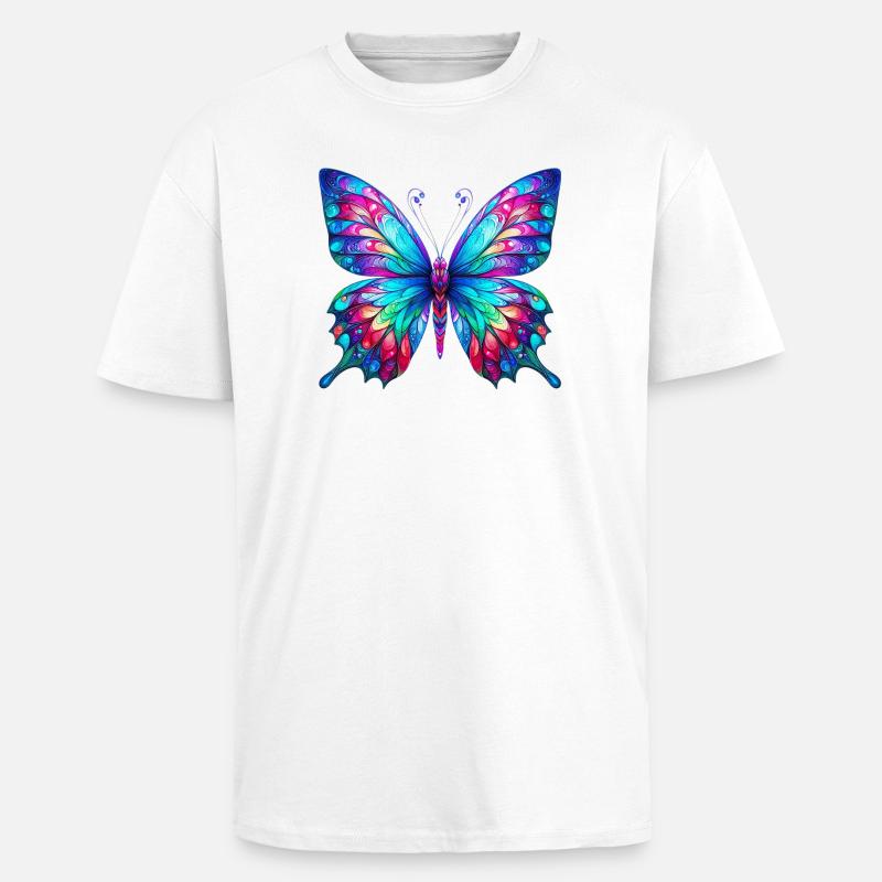 Papillon - T-shirt unisexe oversize épais - blanc