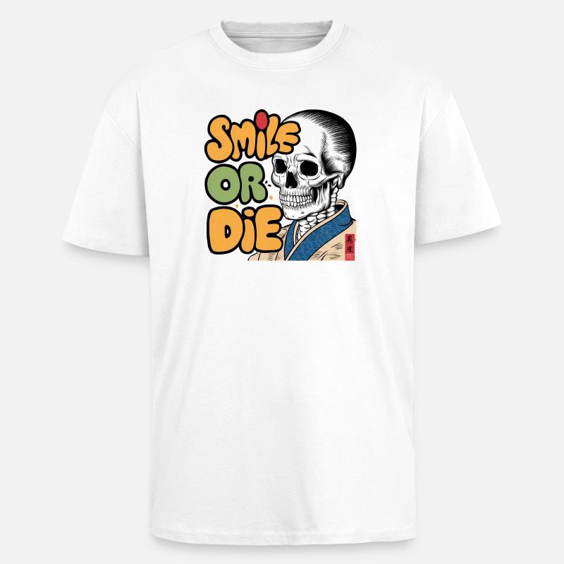 Skelettor mit optimistischer Botschaft - Oversized Heavyweight Unisex T-Shirt - Weiß
