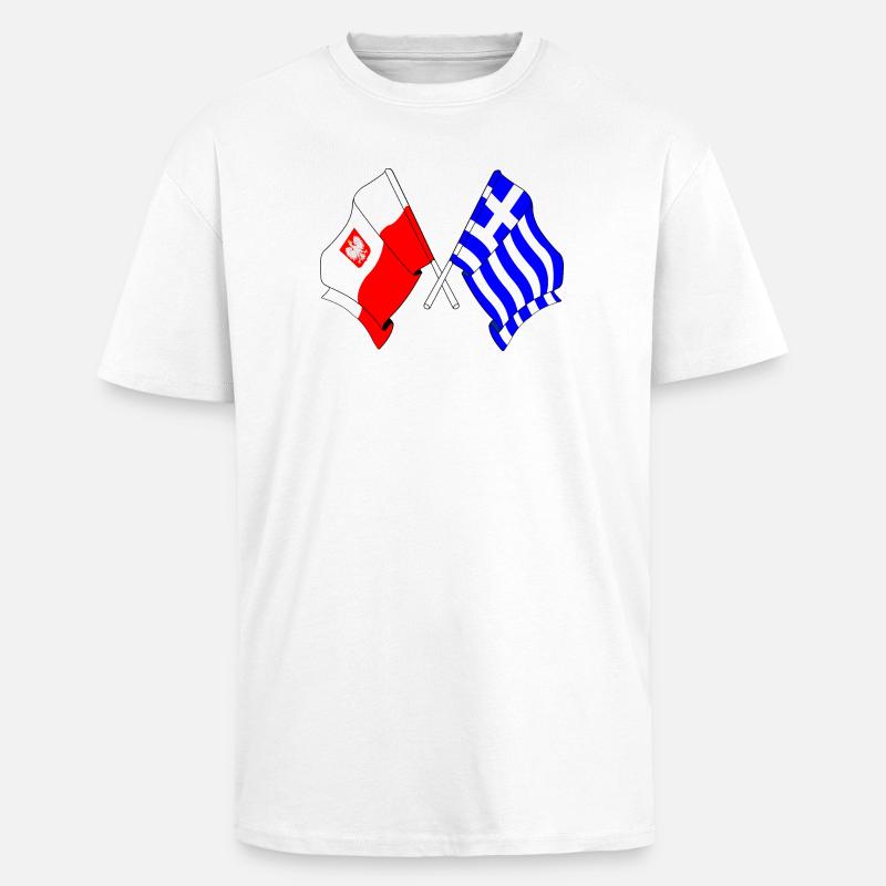 Drapeau Pologne, drapeau Grèce - T-shirt unisexe oversize épais - blanc