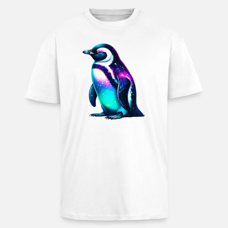 Aurora Borealis Pinguin - Oversized Heavyweight Unisex T-Shirt - Weiß