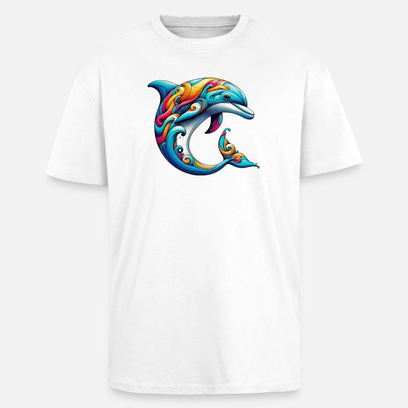 Delfin - Oversized Heavyweight Unisex T-Shirt - Weiß