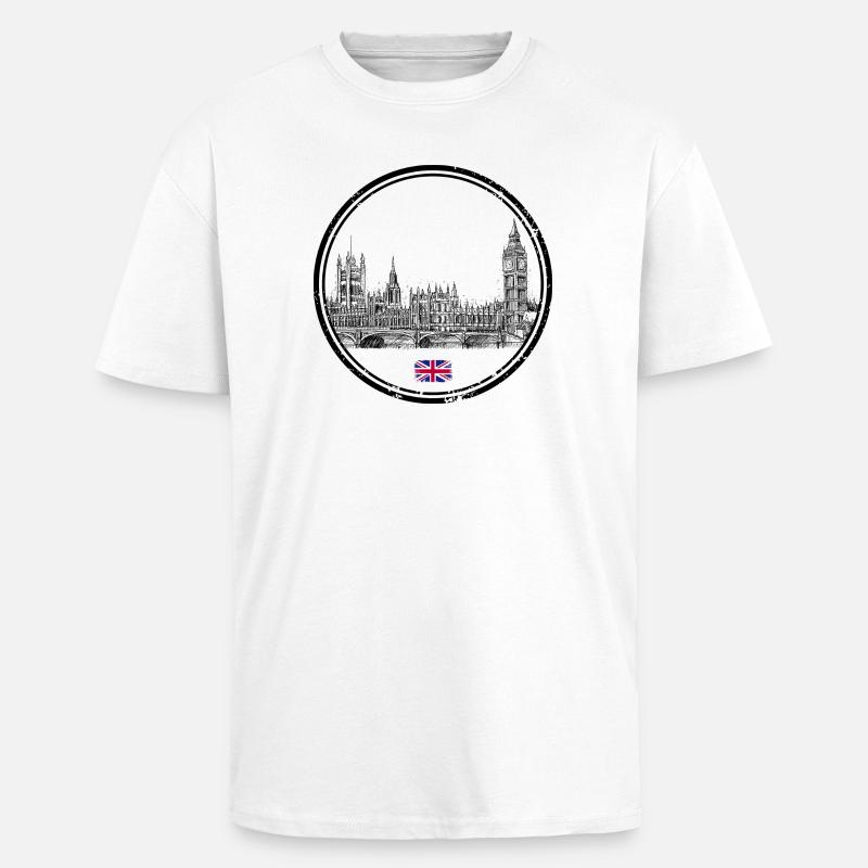 Minuscule Union Jack Accent sur Noir - T-shirt unisexe oversize épais - blanc
