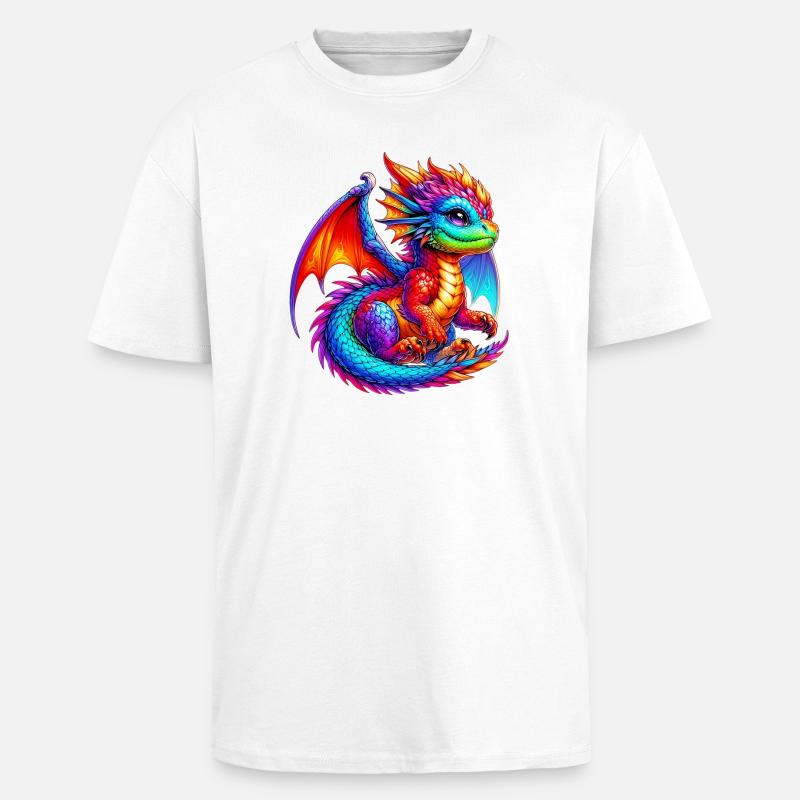Dragon - T-shirt unisexe oversize épais - blanc