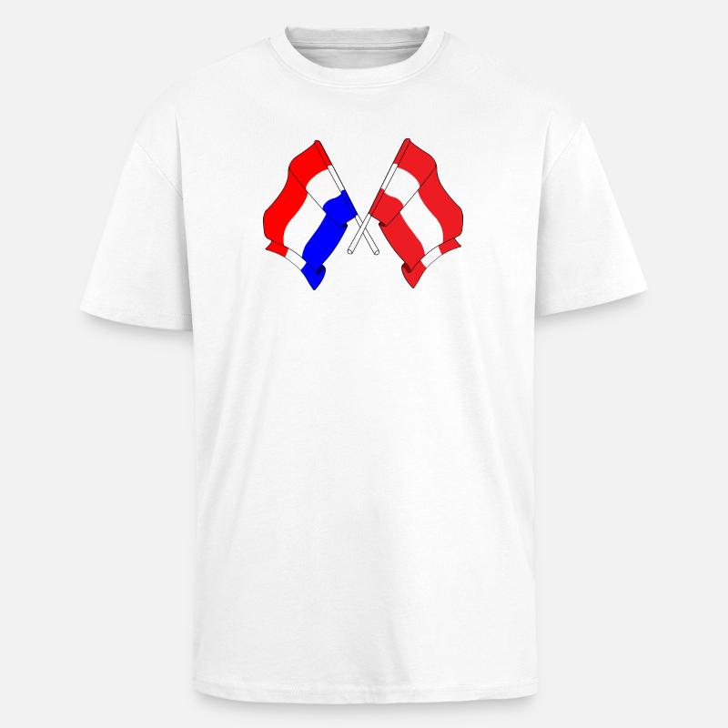 Drapeau Pays-Bas, drapeau Autriche - T-shirt unisexe oversize épais - blanc