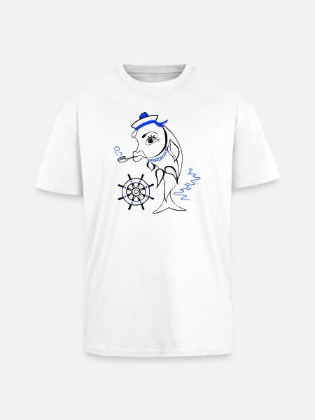 Sailor, Fish, Ahoy - Unisex Oversized Heavyweight T-shirt - white
