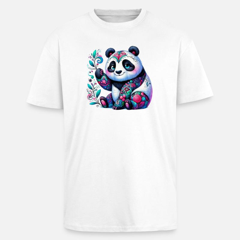 Panda - T-shirt unisexe oversize épais - blanc