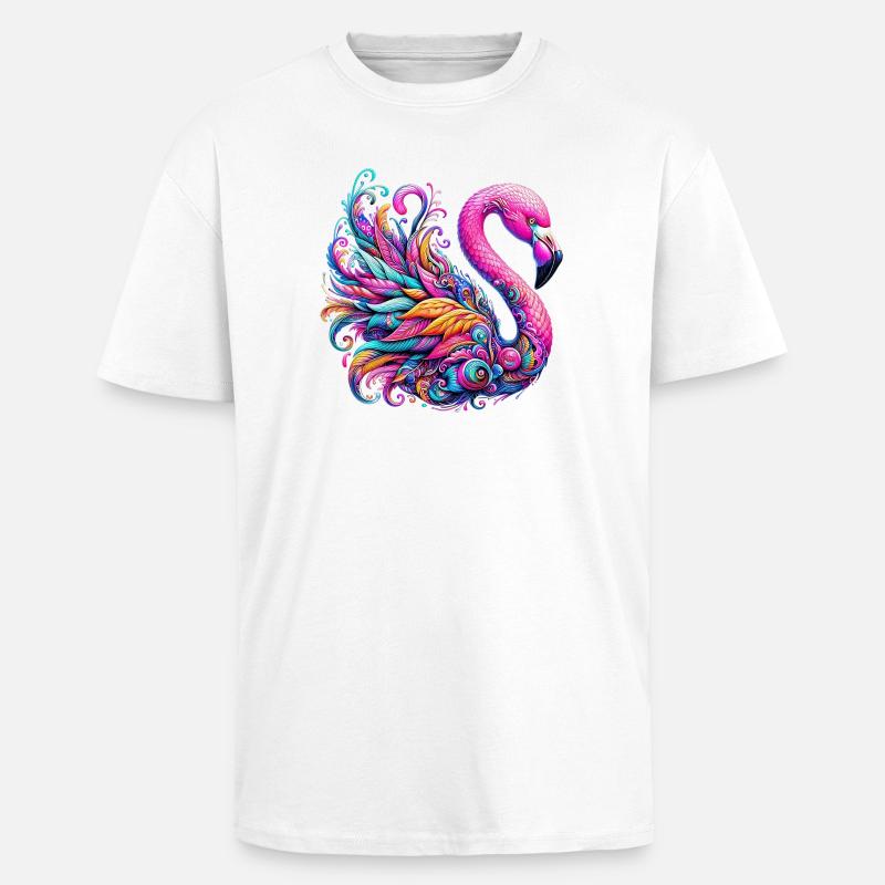 Flamant - T-shirt unisexe oversize épais - blanc
