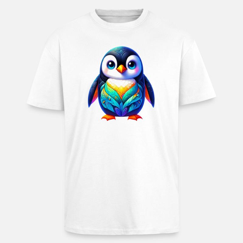 Pingouin - T-shirt unisexe oversize épais - blanc