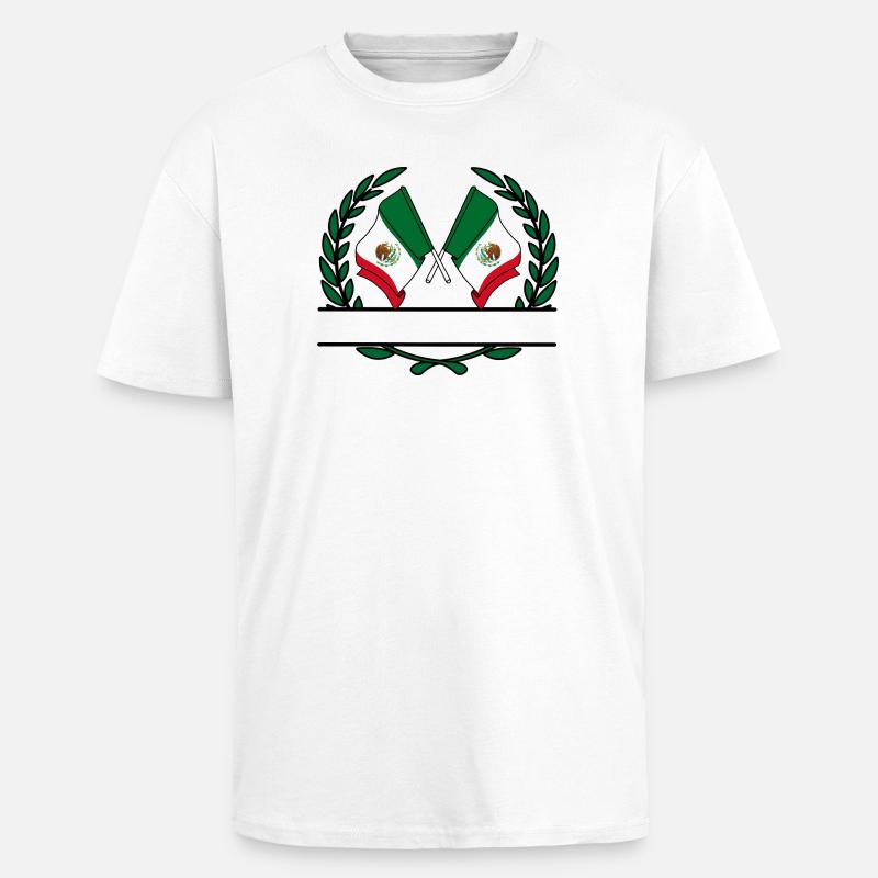 Drapeaux Mexique couronne de laurier bannière - T-shirt unisexe oversize épais - blanc