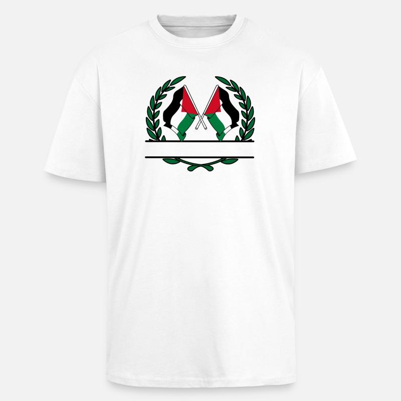 Fahnen mit palästinensischem Lorbeerkranz - Oversized Heavyweight Unisex T-Shirt - Weiß