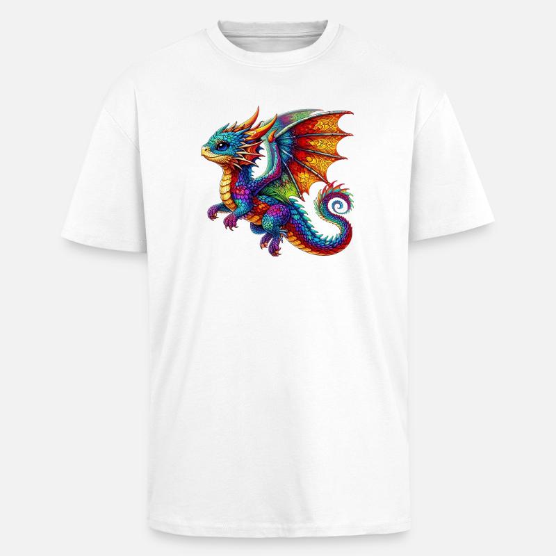 Drache - Oversized Heavyweight Unisex T-Shirt - Weiß
