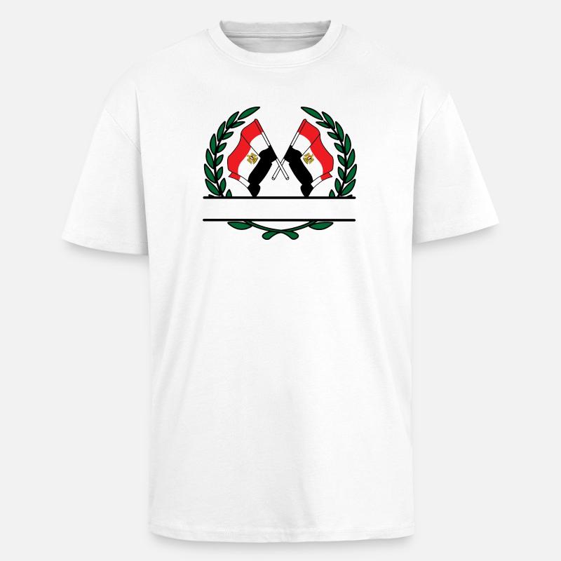 Drapeaux Égypte couronne de laurier bannière - T-shirt unisexe oversize épais - blanc