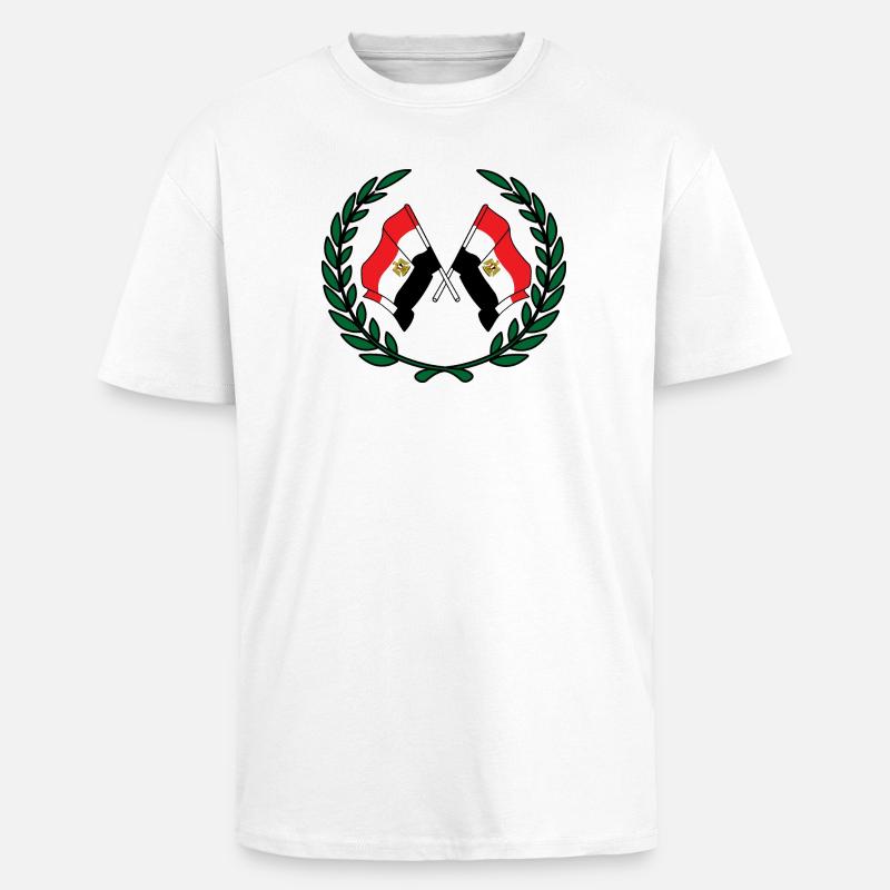 Drapeaux Égypte en couronne de laurier - T-shirt unisexe oversize épais - blanc