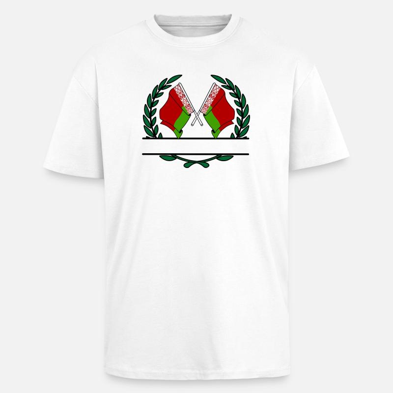 Fahnen Belarus Lorbeerkranz Banner - Oversized Heavyweight Unisex T-Shirt - Weiß