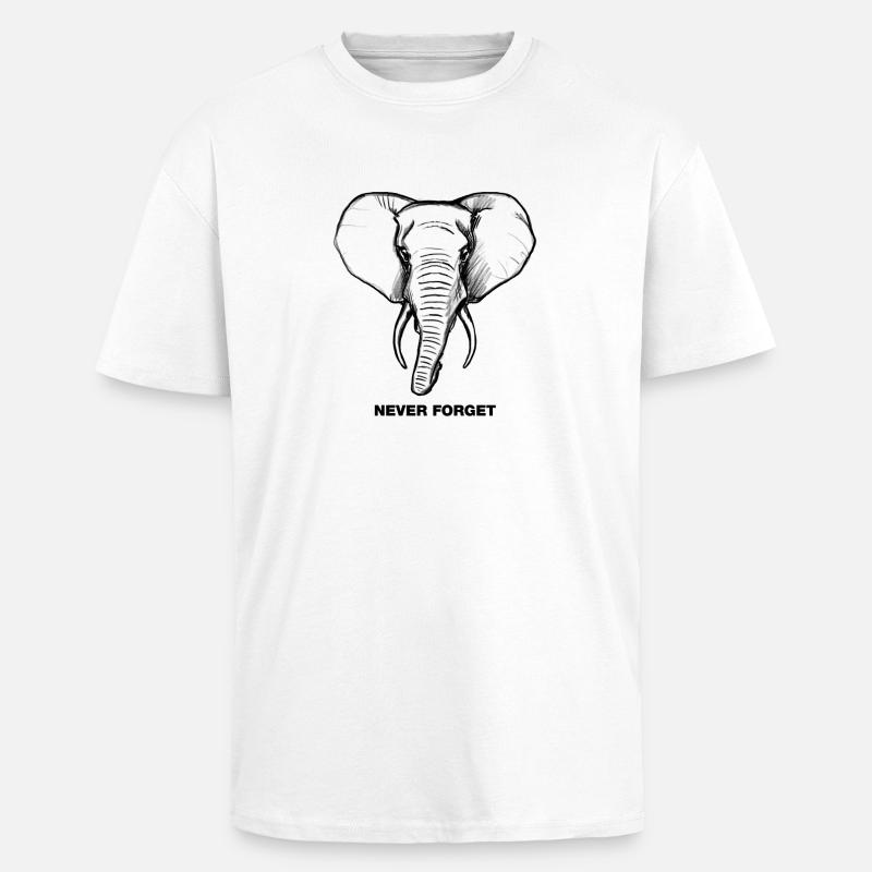 Elephant - Never forget - Unisex Oversized Heavyweight T-shirt - white