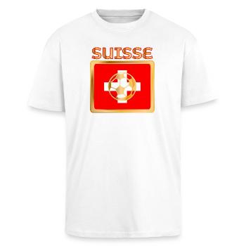 FOOTBALL Français de Suisse - ROMANDIE - T-shirt unisexe oversize épais - blanc - Devant - Alina (178cm) & Michal (187cm)