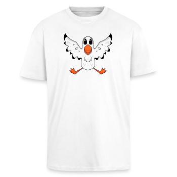 Möwe, nordsee, Vogel - Oversized Heavyweight Unisex T-Shirt - Weiß - Vorne - Alina (178cm) & Michal (187cm)