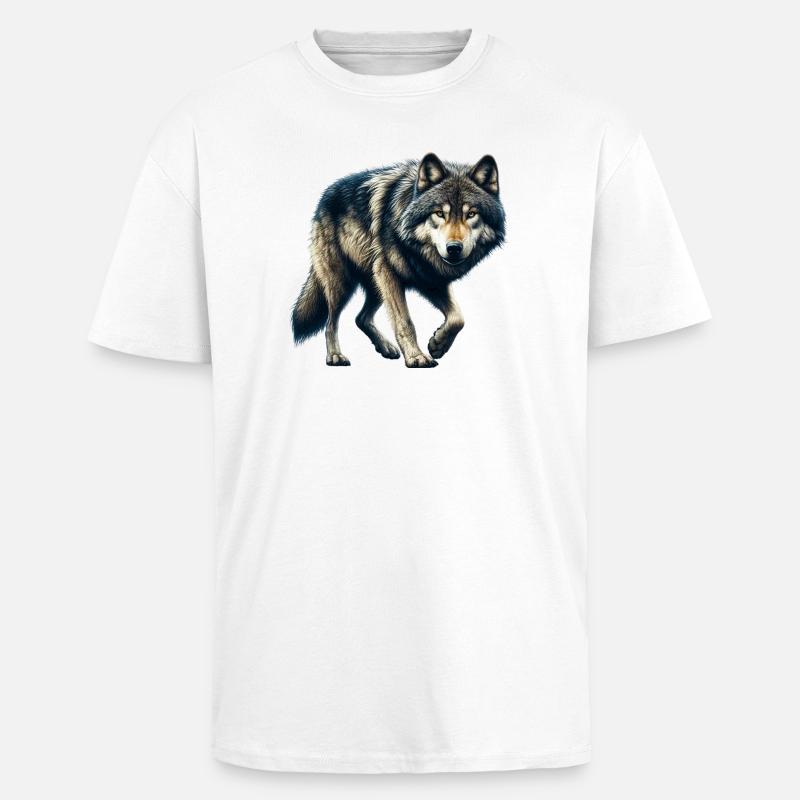 Wolf - Oversized Heavyweight Unisex T-Shirt - Weiß