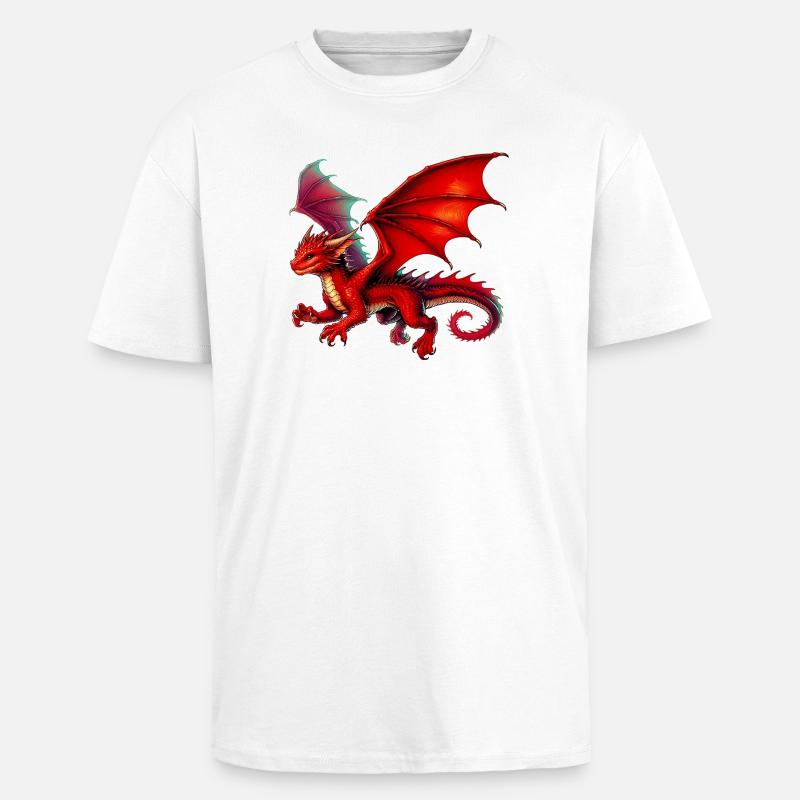 Dragon - T-shirt unisexe oversize épais - blanc
