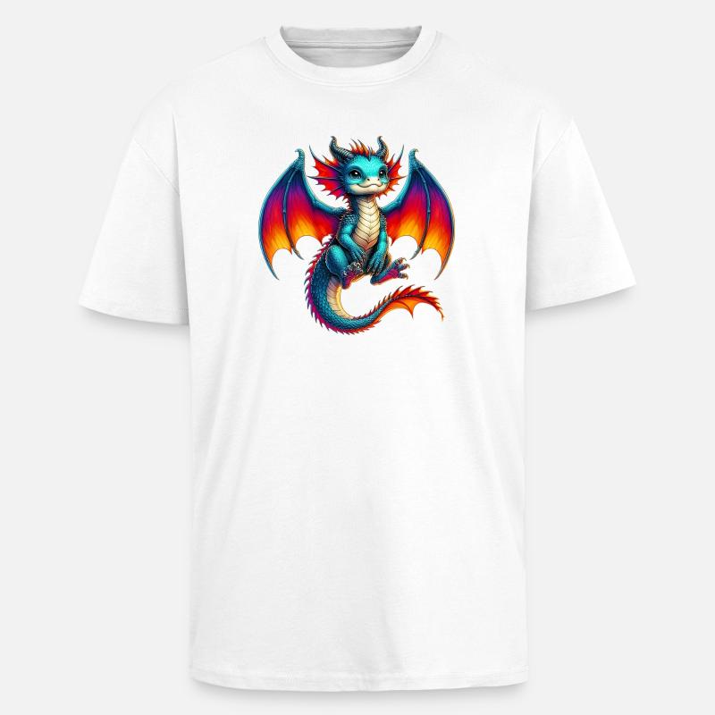 Dragon - T-shirt unisexe oversize épais - blanc