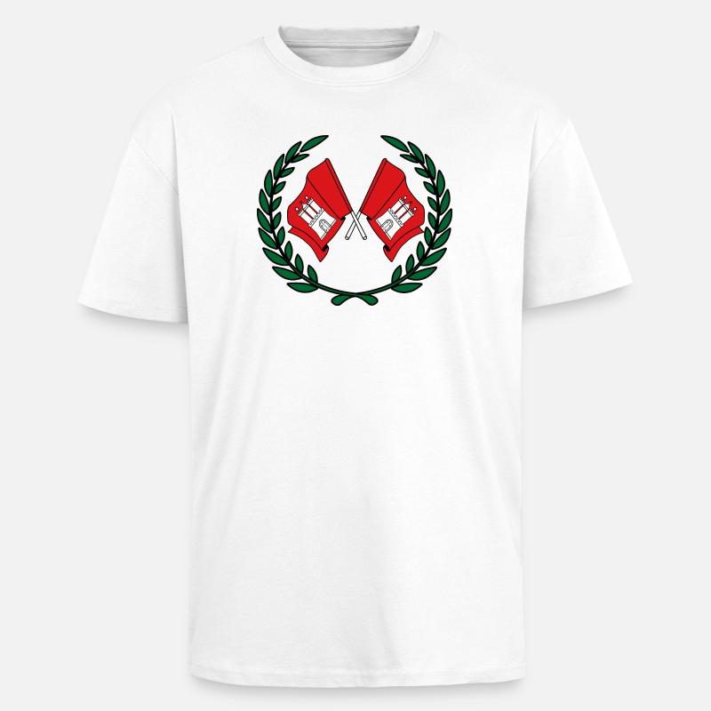 Fahnen Hamburger Lorbeerkranz - Oversized Heavyweight Unisex T-Shirt - Weiß