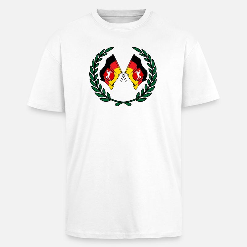 Drapeaux Couronne de laurier de Basse-Saxe - T-shirt unisexe oversize épais - blanc