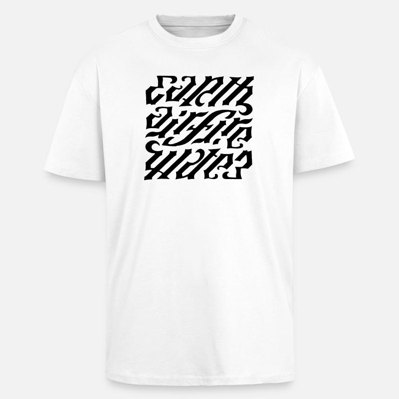 Ambigramme - terre-air-feu - T-shirt unisexe oversize épais - blanc