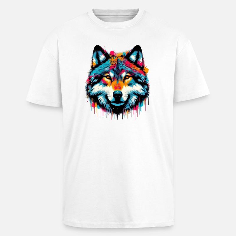 Wolf - Unisex Oversized Heavyweight T-shirt - white