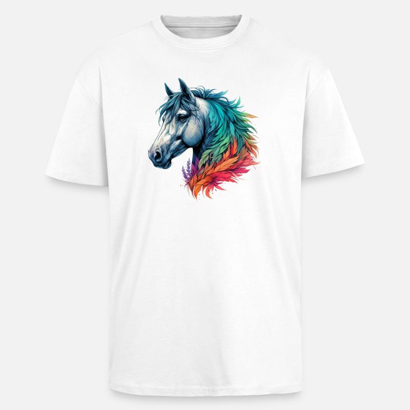 Pferd - Oversized Heavyweight Unisex T-Shirt - Weiß