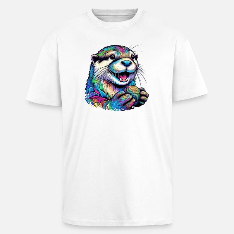 Fischotter mit Panzer - Oversized Heavyweight Unisex T-Shirt - Weiß