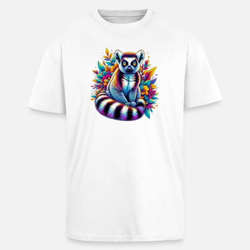 Lemur - Oversized Heavyweight Unisex T-Shirt - Weiß
