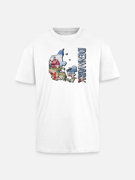 Akvarel Kort Danmark - Unisex oversized heavyweight t-shirt - hvid