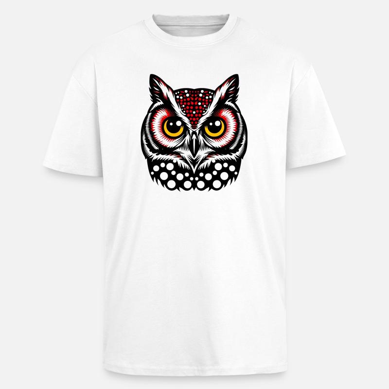 Eule - Oversized Heavyweight Unisex T-Shirt - Weiß