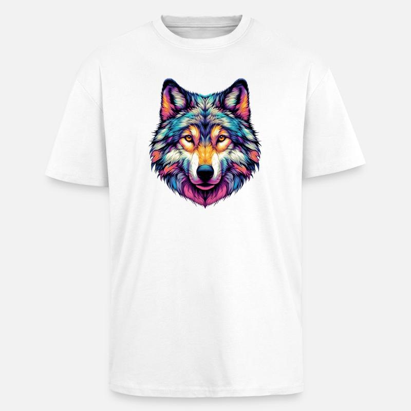 Wolf - Unisex Oversized Heavyweight T-shirt - white