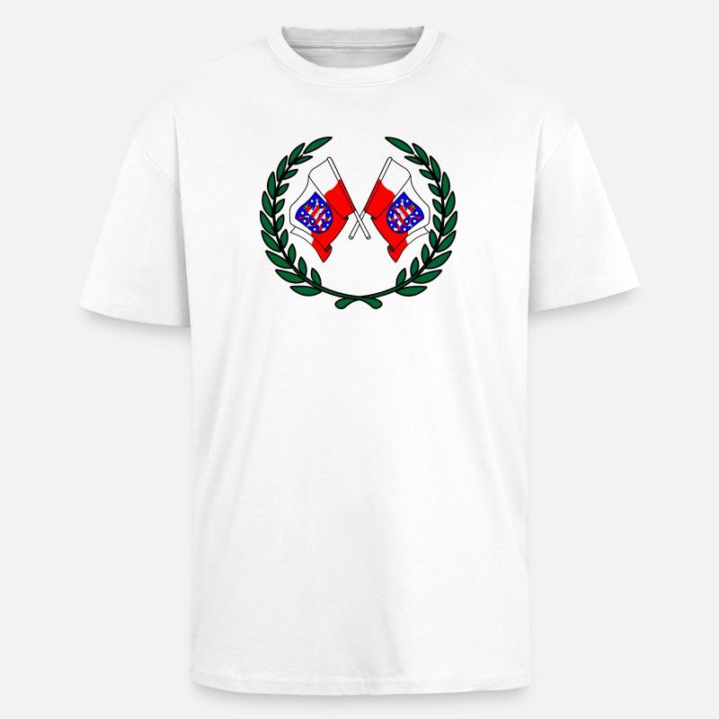 Drapeaux Thuringe couronne de laurier - T-shirt unisexe oversize épais - blanc