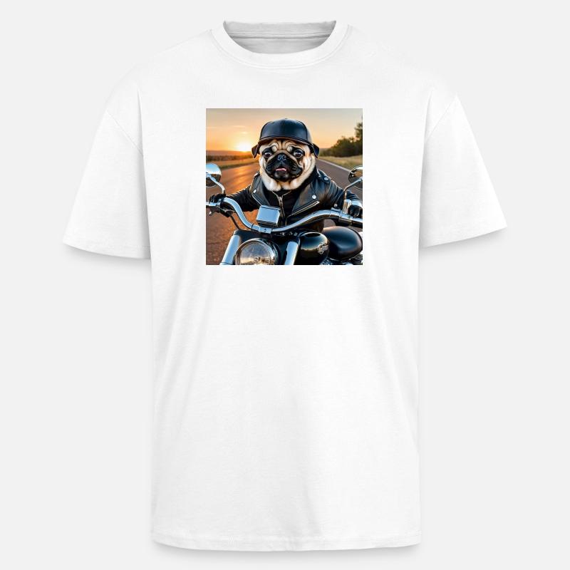 Hunde-Biker im Lederjacke Stil - Oversized Heavyweight Unisex T-Shirt - Weiß