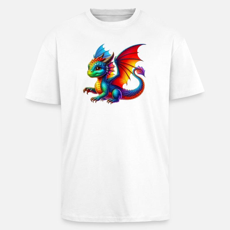 Dragon - T-shirt unisexe oversize épais - blanc