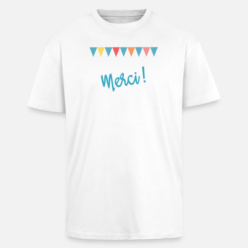 MERCI. MAÎTRESSE. MAÎTRE. MERCI MAÎTRESSE - T-shirt unisexe oversize épais - blanc