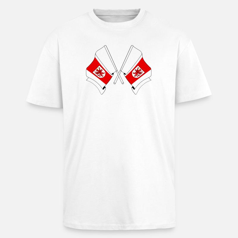 Deux drapeaux de Poméranie occidentale - T-shirt unisexe oversize épais - blanc