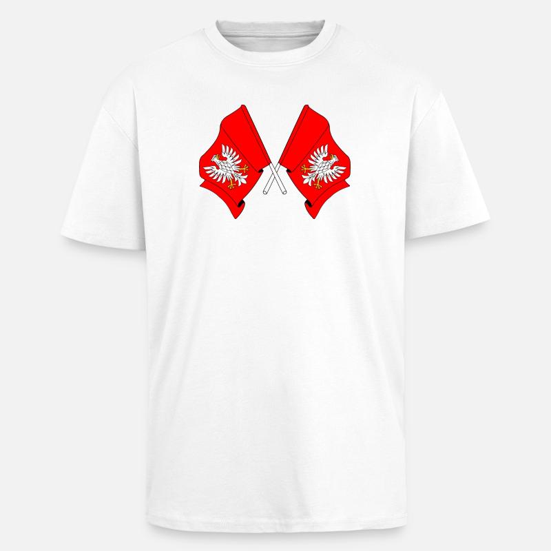 Deux drapeaux de la Mazovie - T-shirt unisexe oversize épais - blanc